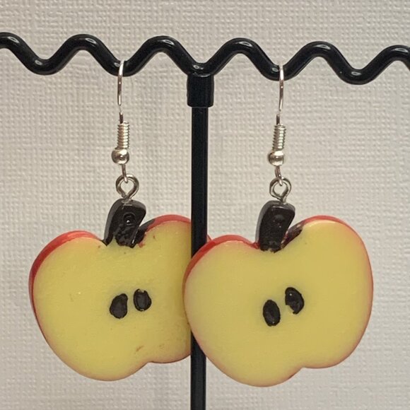 Apple Earring, Fruit Earring, Teacher Earring, Funny Food Earring, Educator Gift - Picture 2 of 6